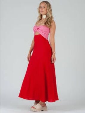 Color block strapless dress